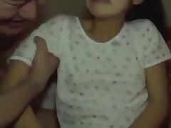 Pervert man coming inside bedroom of a petite Asian girl to fuck her